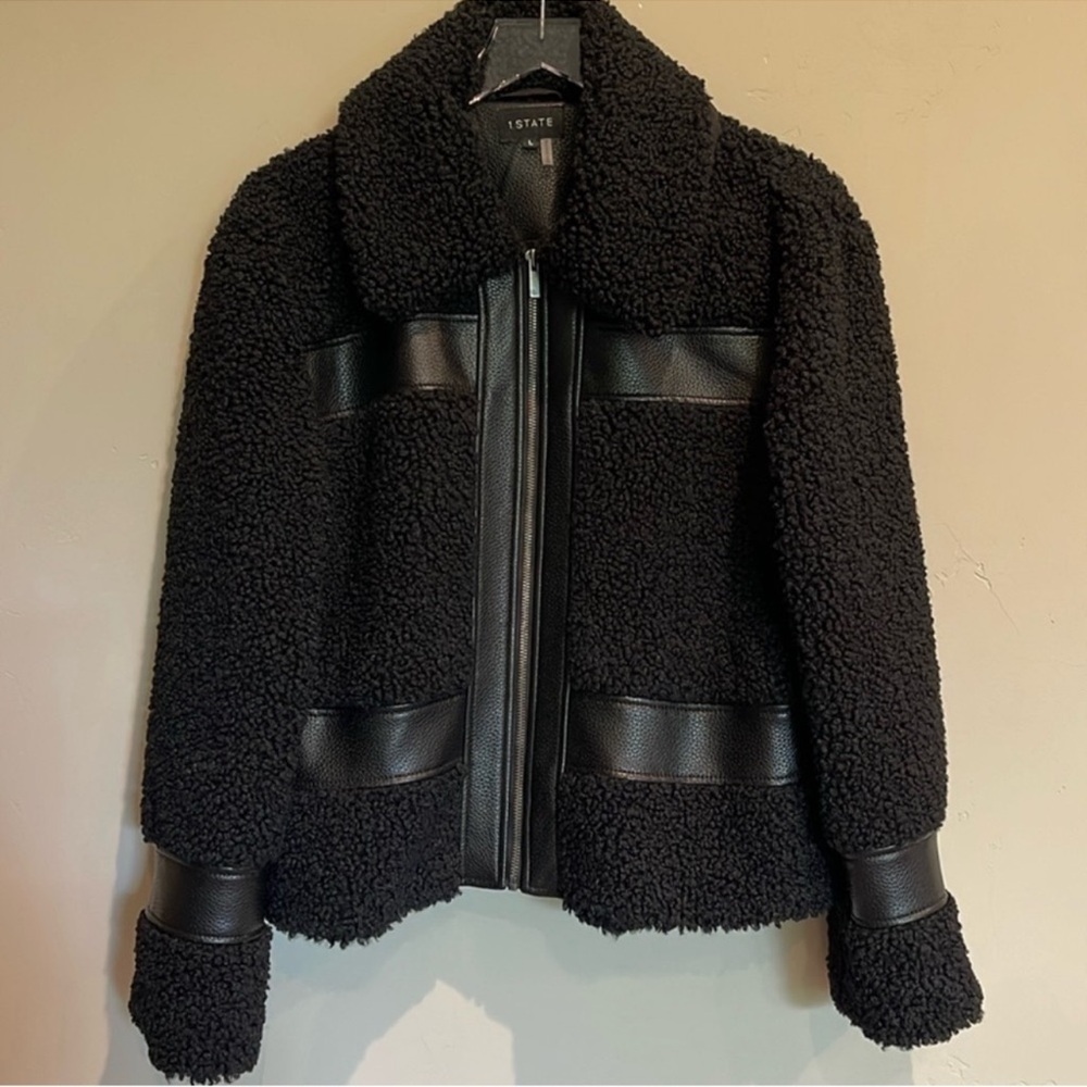 1. State Faux Shearling Teddy Bomber Jacket s L